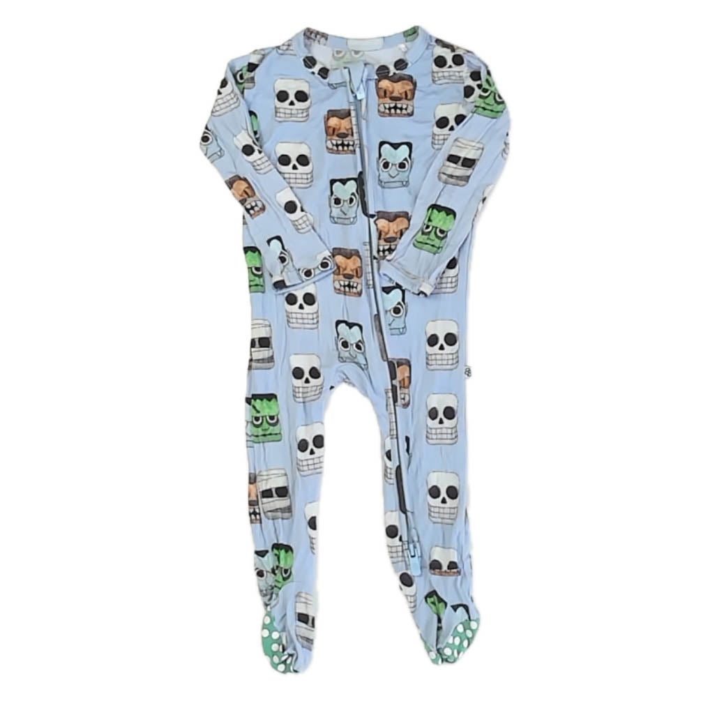 Little Bum Bums Boys Blue Skulls 1-piece footed Pajamas Size: 6-9 Months Blue Skulls