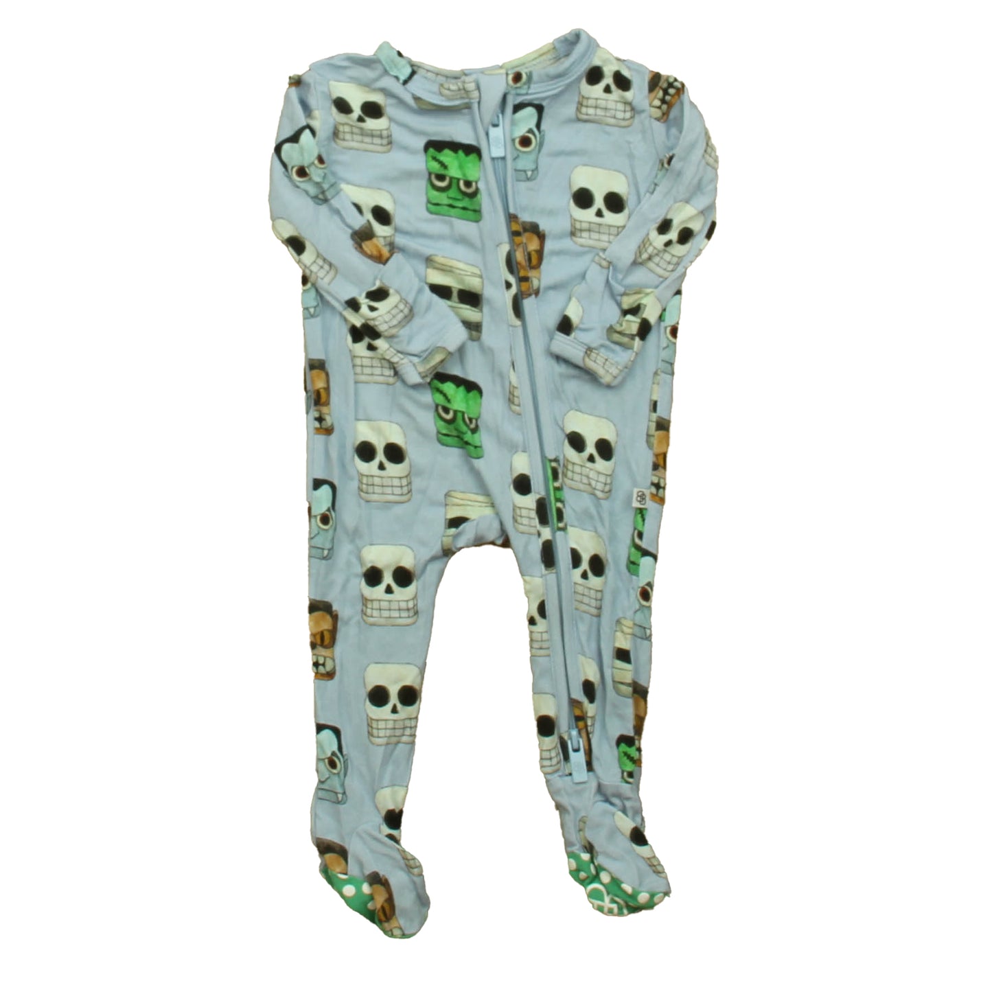 Little Bum Bums Boys Blue Skulls 1-piece footed Pajamas Size: Newborn Blue Skulls