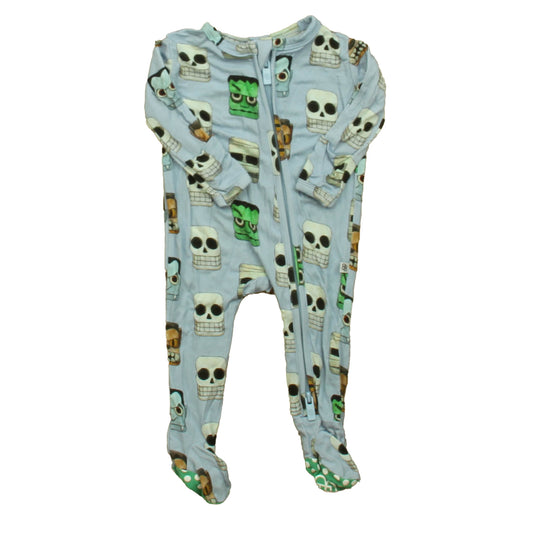Little Bum Bums Boys Blue Skulls 1-piece footed Pajamas Size: Newborn Blue Skulls