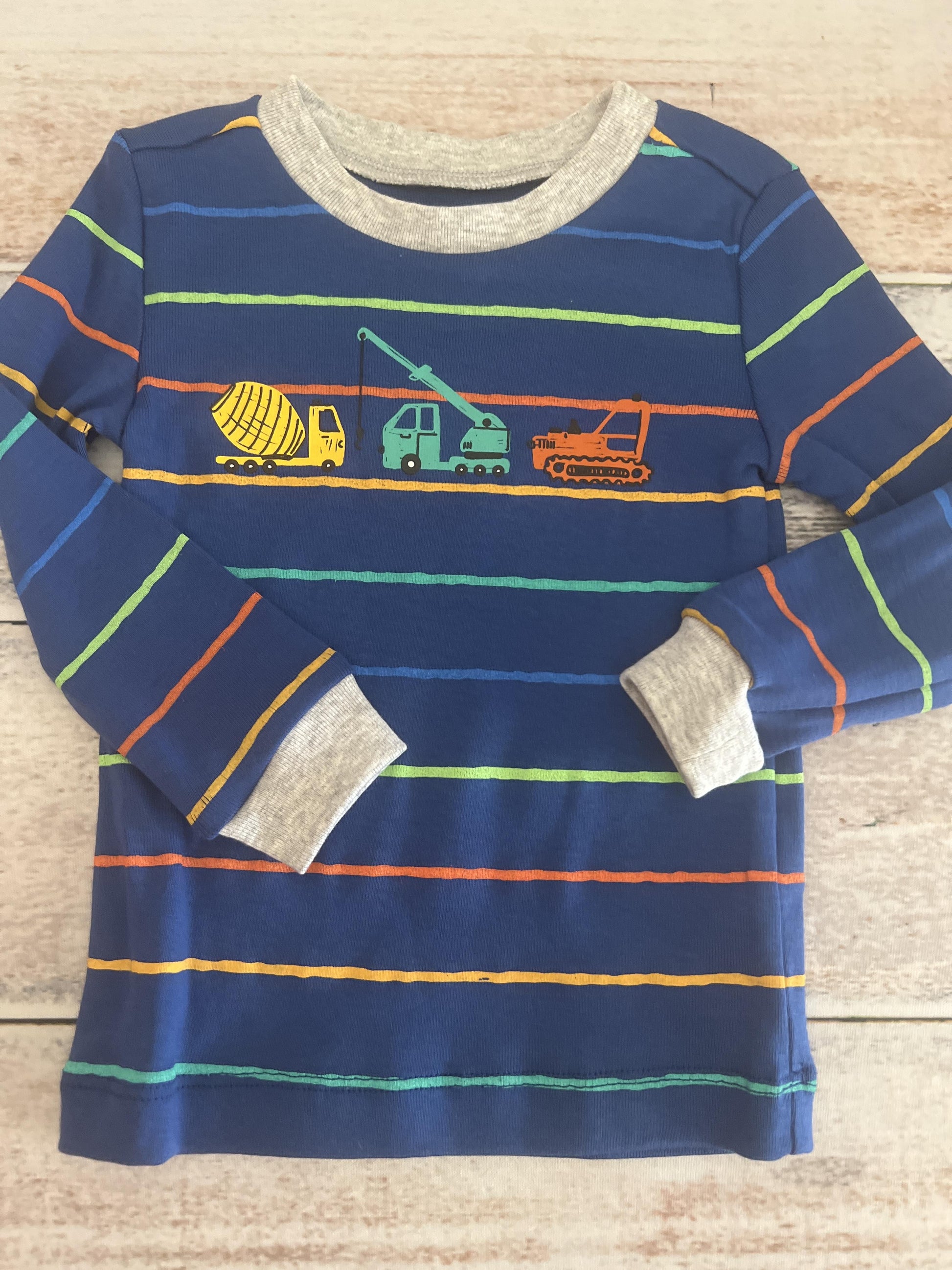 Little Me Boys Blue | Stripe | Trucks Pajamas Size: 18 months Blue | Stripe | Trucks