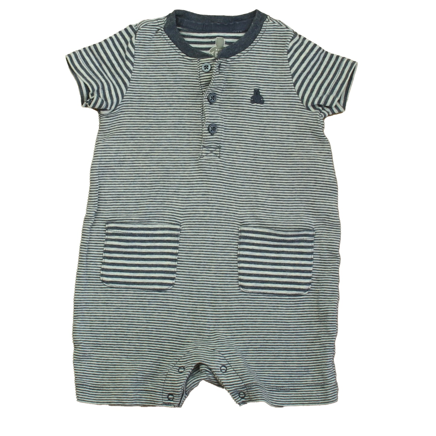 Gap Boys Blue Stripe Romper Size: 6-12 Months Blue Stripe