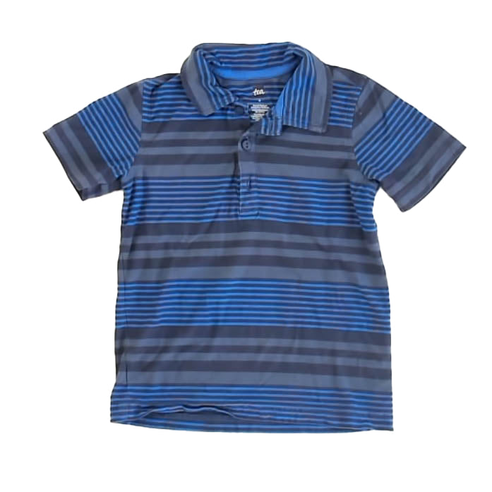 Rockets of Awesome Boys Blue Stripe Polo Shirt Size: 5T Blue Stripe