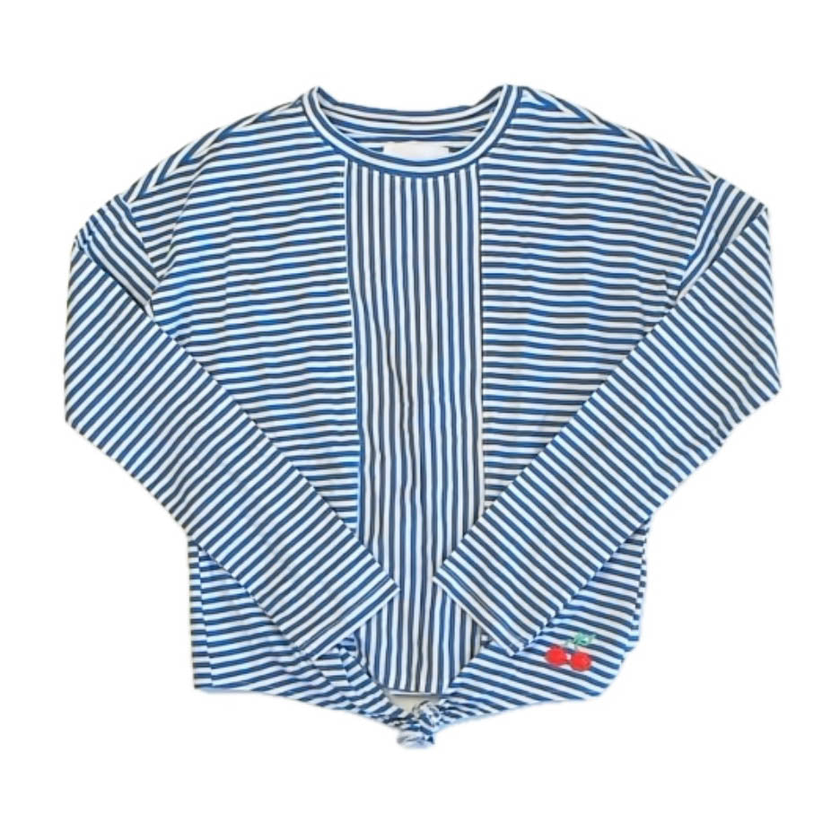Rockets of Awesome Girls Blue Stripe Long Sleeve T-Shirt Size: 8 Years Blue Stripe