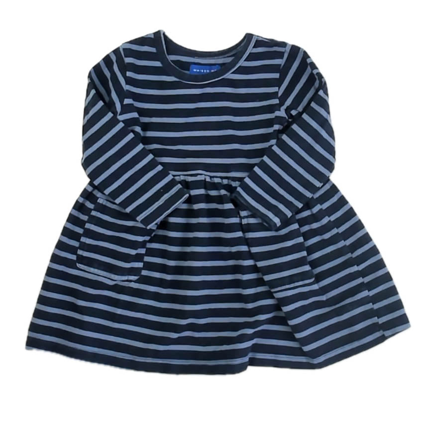 Maison Me Girls Blue Stripe Dress Size: 2T Blue Stripe