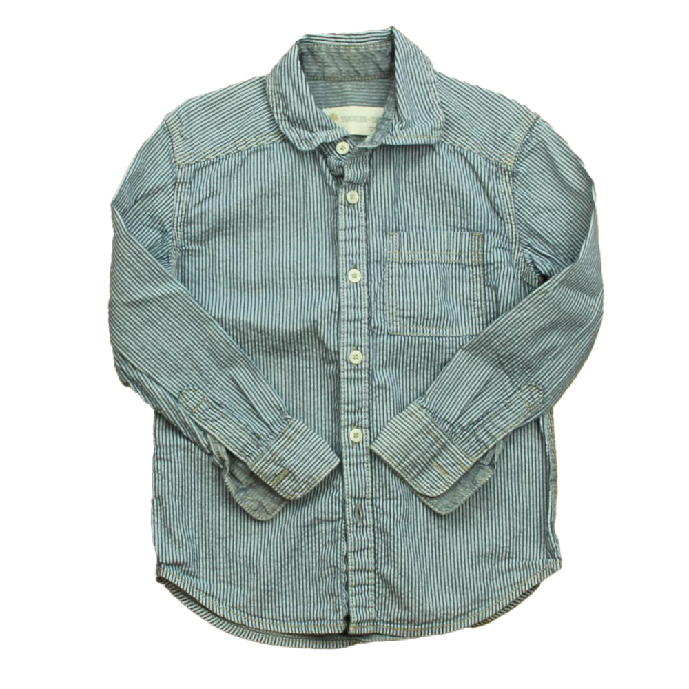 Tucker + Tate Boys Blue Stripe Button Down Long Sleeve Size: 5T Blue Stripe