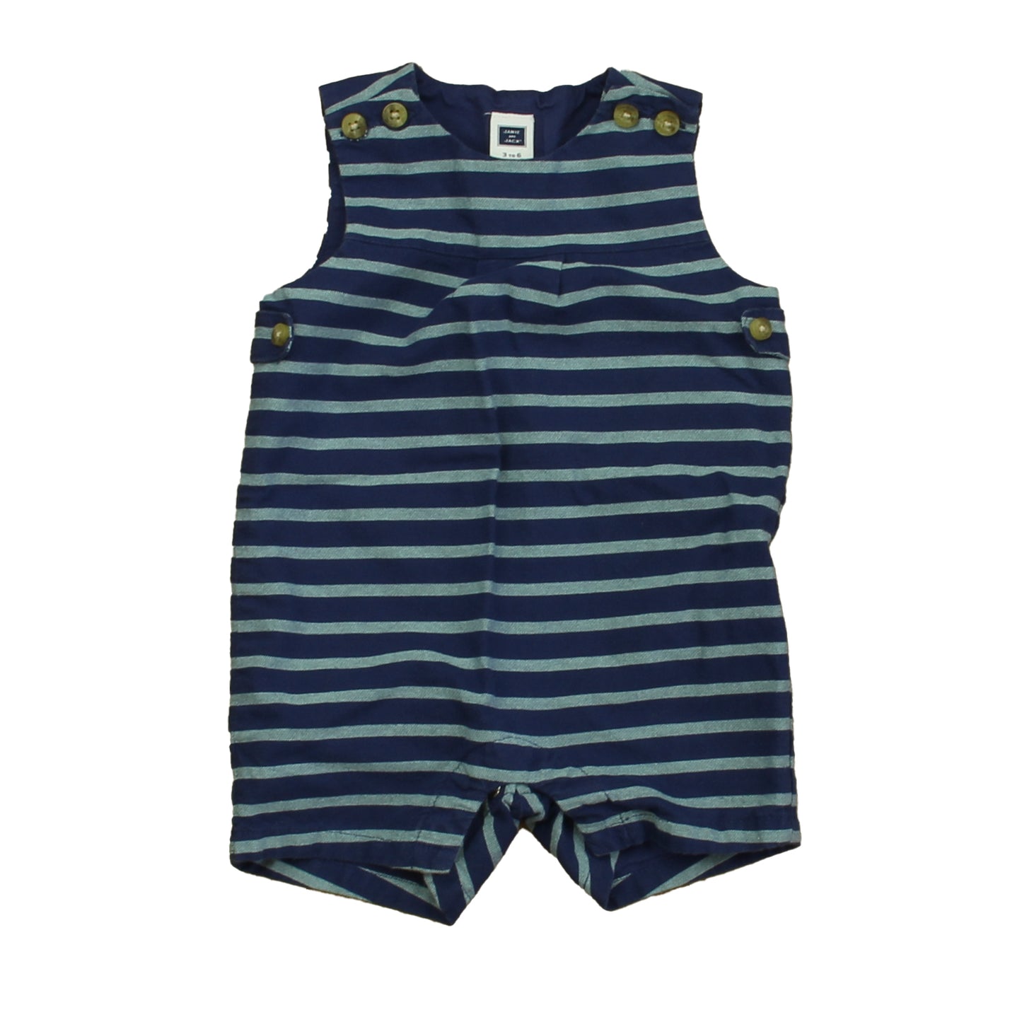 Janie and Jack Boys Blue Stripe Romper Size: 3-6 Months Blue Stripe
