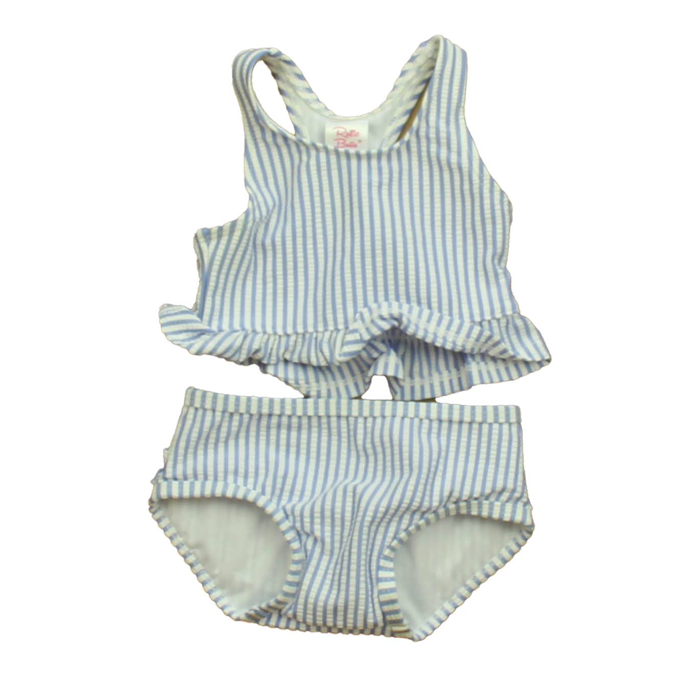 Ruffle Butts Girls Blue Stripe 2-piece Swimsuit Size: 3-6 Months Blue Stripe