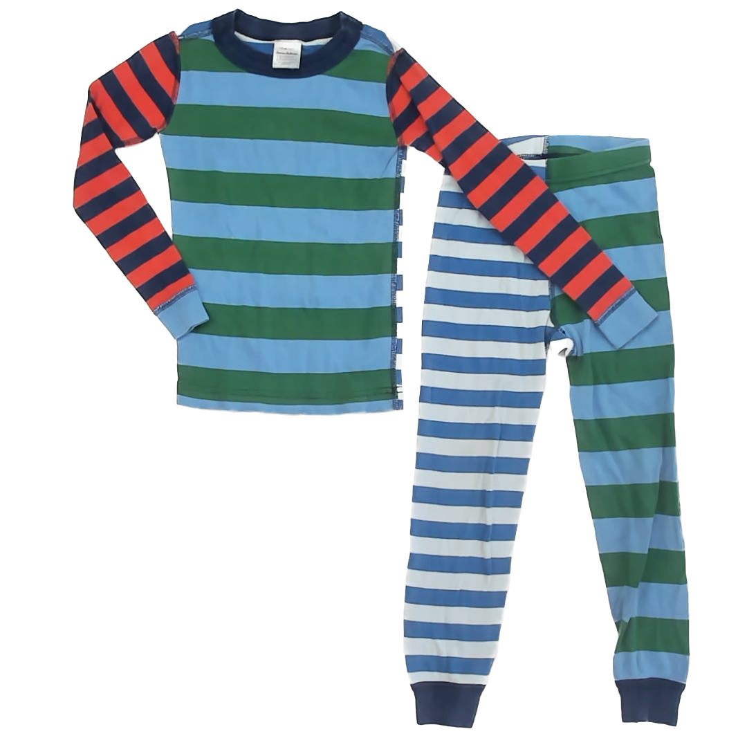 Hanna Andersson Boys Blue Striped 2-piece Pajamas Size: 5T Blue Striped