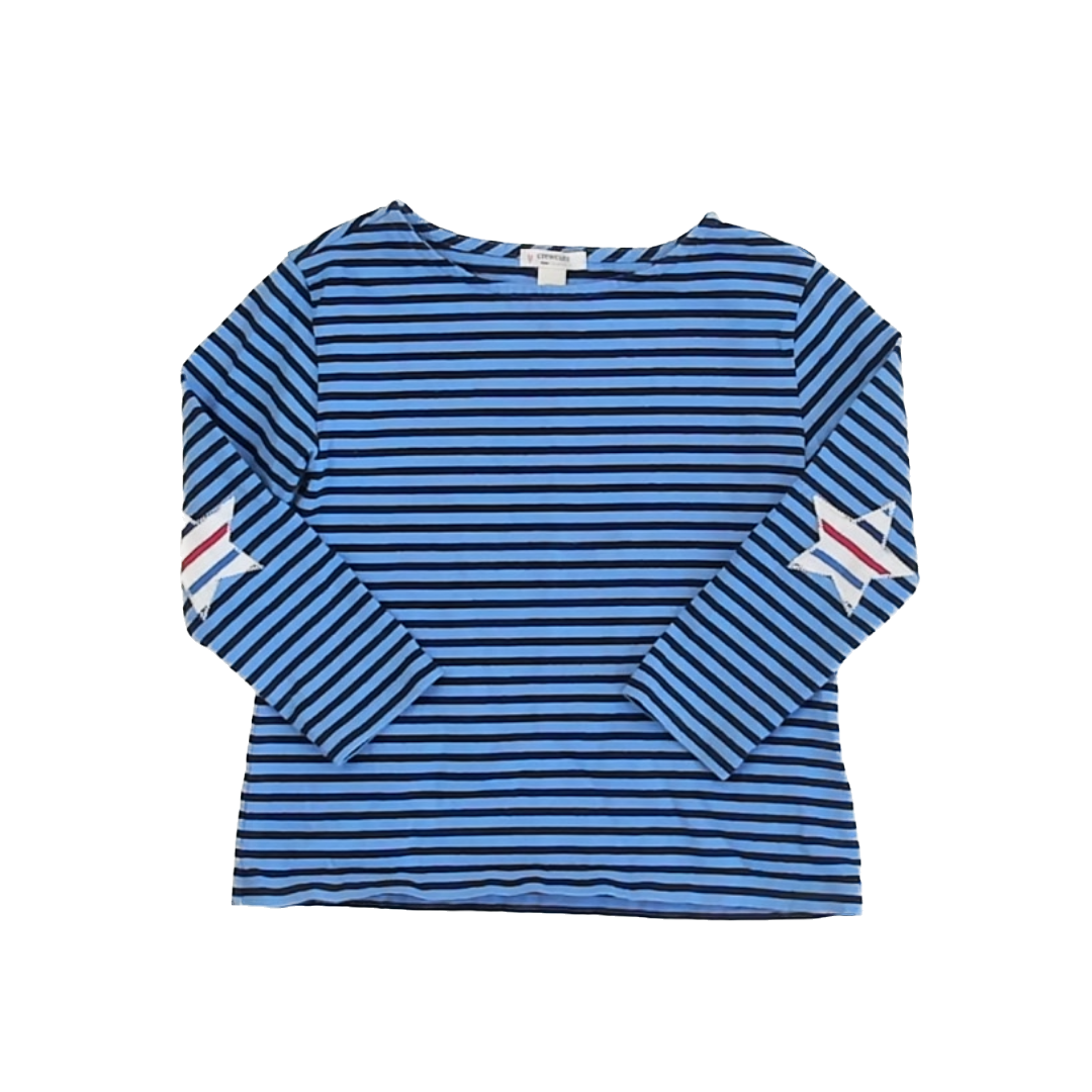 Crewcuts Girls Blue Striped Long Sleeve Shirt Size: 4T Blue Striped