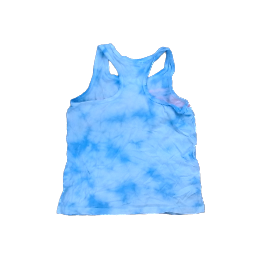 Rockets Of Awesome Girls Blue Tie-Dye | Peach Sparkle Stripe Tank Top Size: 7 Years Blue Tie-Dye | Peach Sparkle Stripe