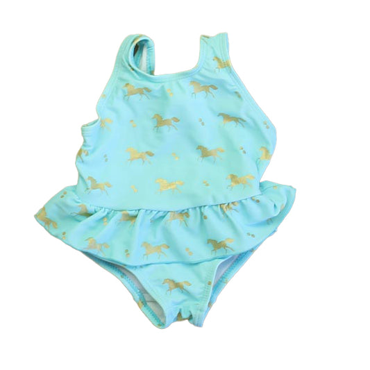 Snapperrock Girls Blue Unicorns 1-piece Swimsuit Size: 3-6 Months Blue Unicorns