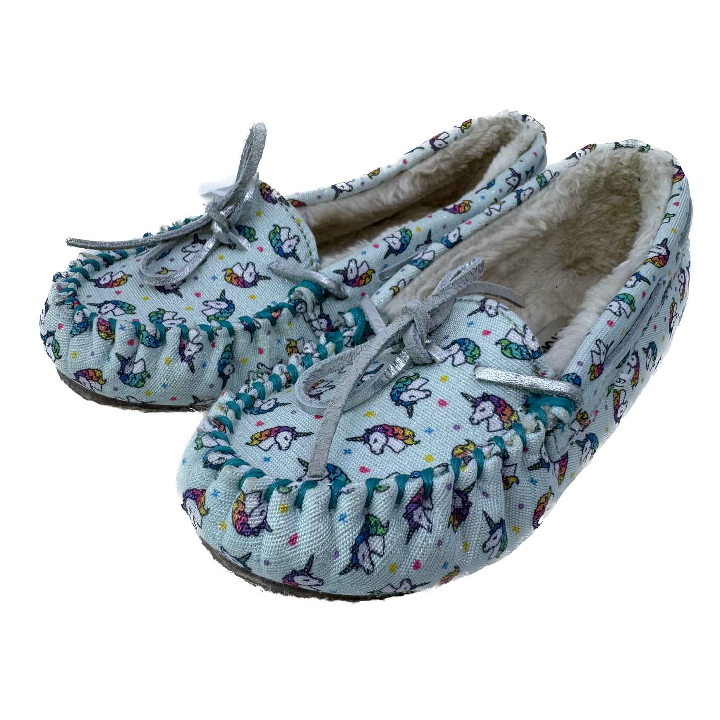Minnetonka Girls Blue | Unicorns Slippers Size: 2Y Blue | Unicorns