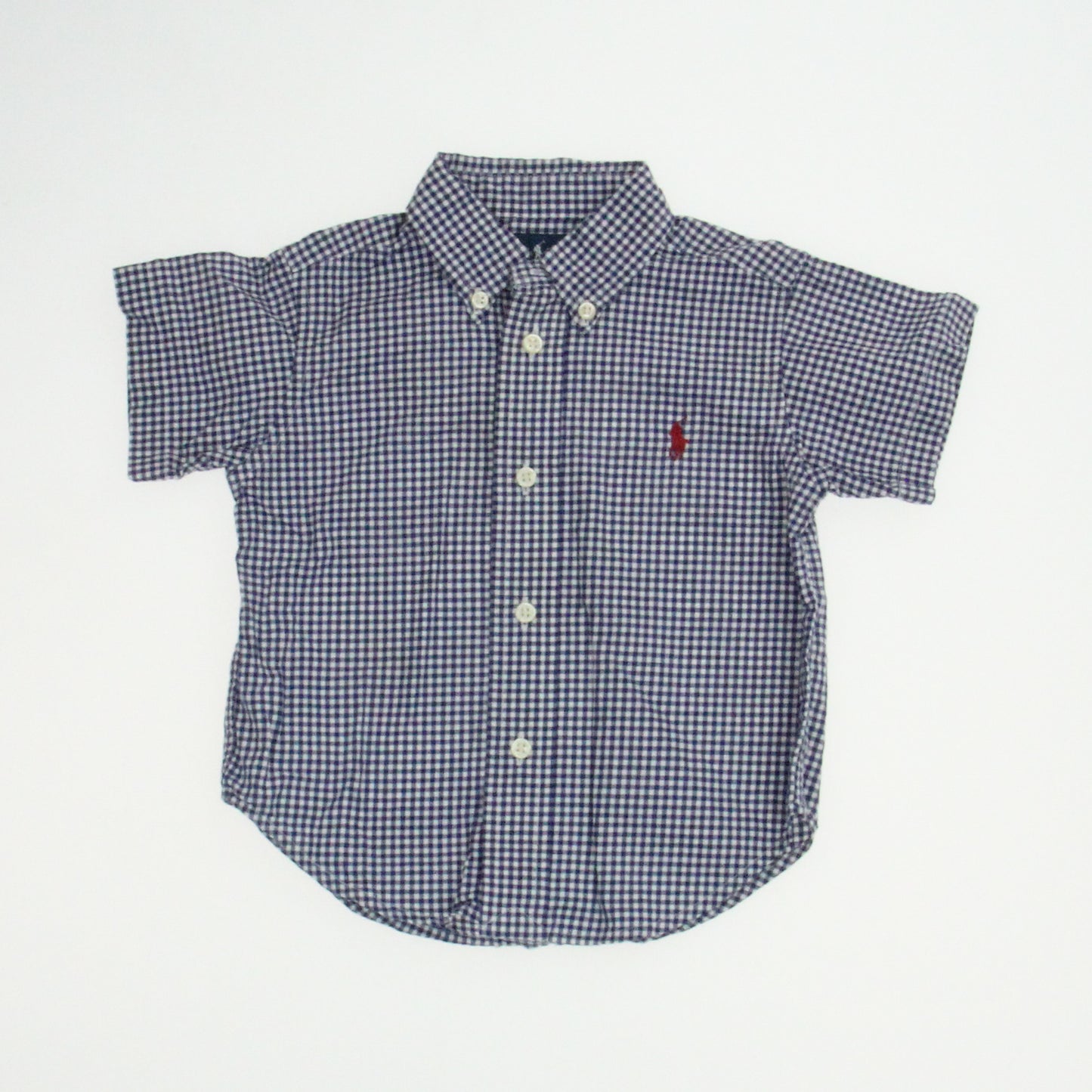 Ralph Lauren Boys Blue | White | Check Button Down Short Sleeve Size: 12-18 Months Blue | White | Check