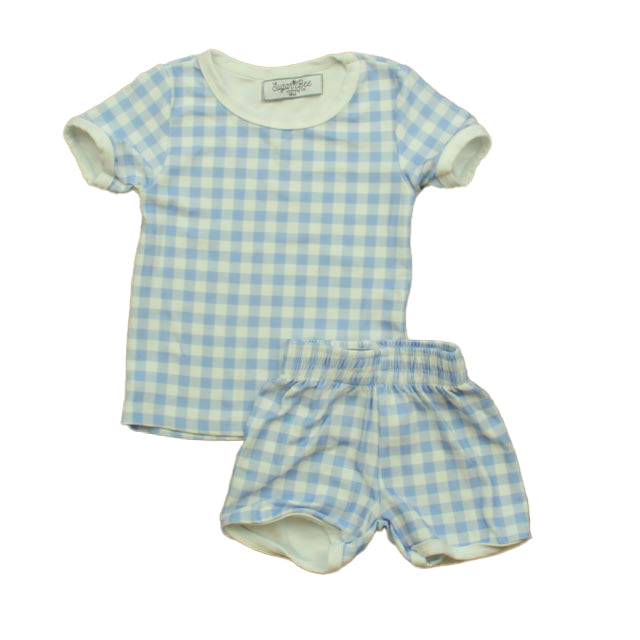 Sugar Bee Girls Blue | White Check Apparel Sets Size: 18 Months