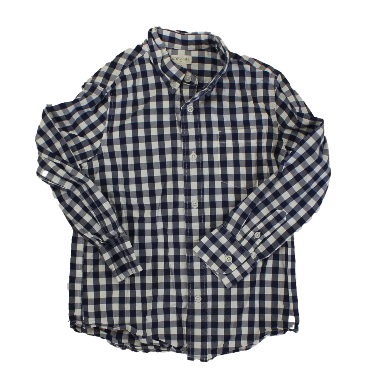 Crewcuts Boys Blue | White | Checks Long Sleeve T-Shirt Size: 4-5T Blue | White | Checks
