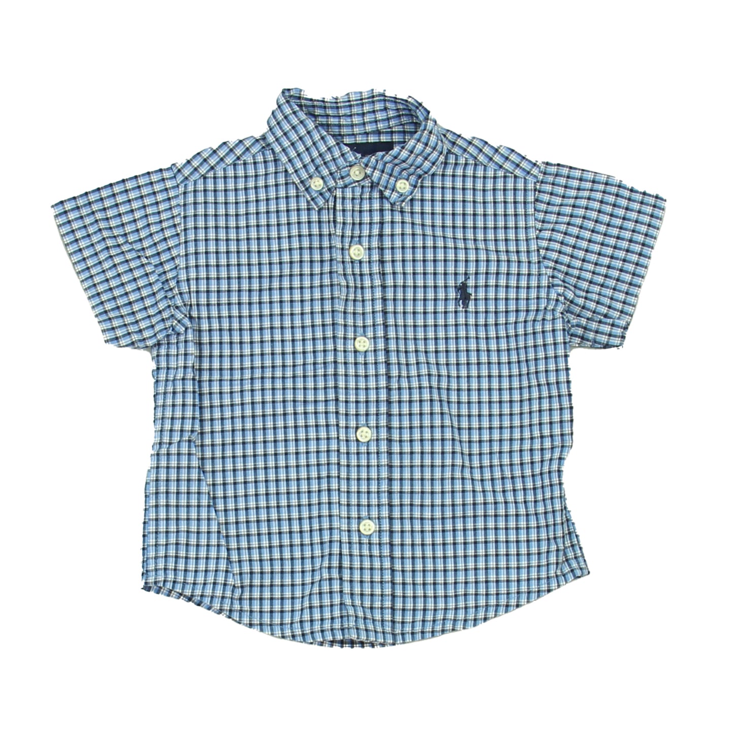 Ralph Lauren Boys Blue | White | Checks Button Down Short Sleeve Size: 12 Months Blue | White | Checks