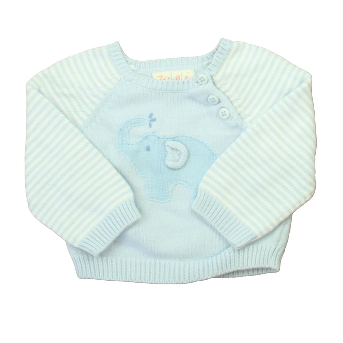 Zubels Boys Blue | White Elephant Sweater Size: 9 Months Blue | White Elephant
