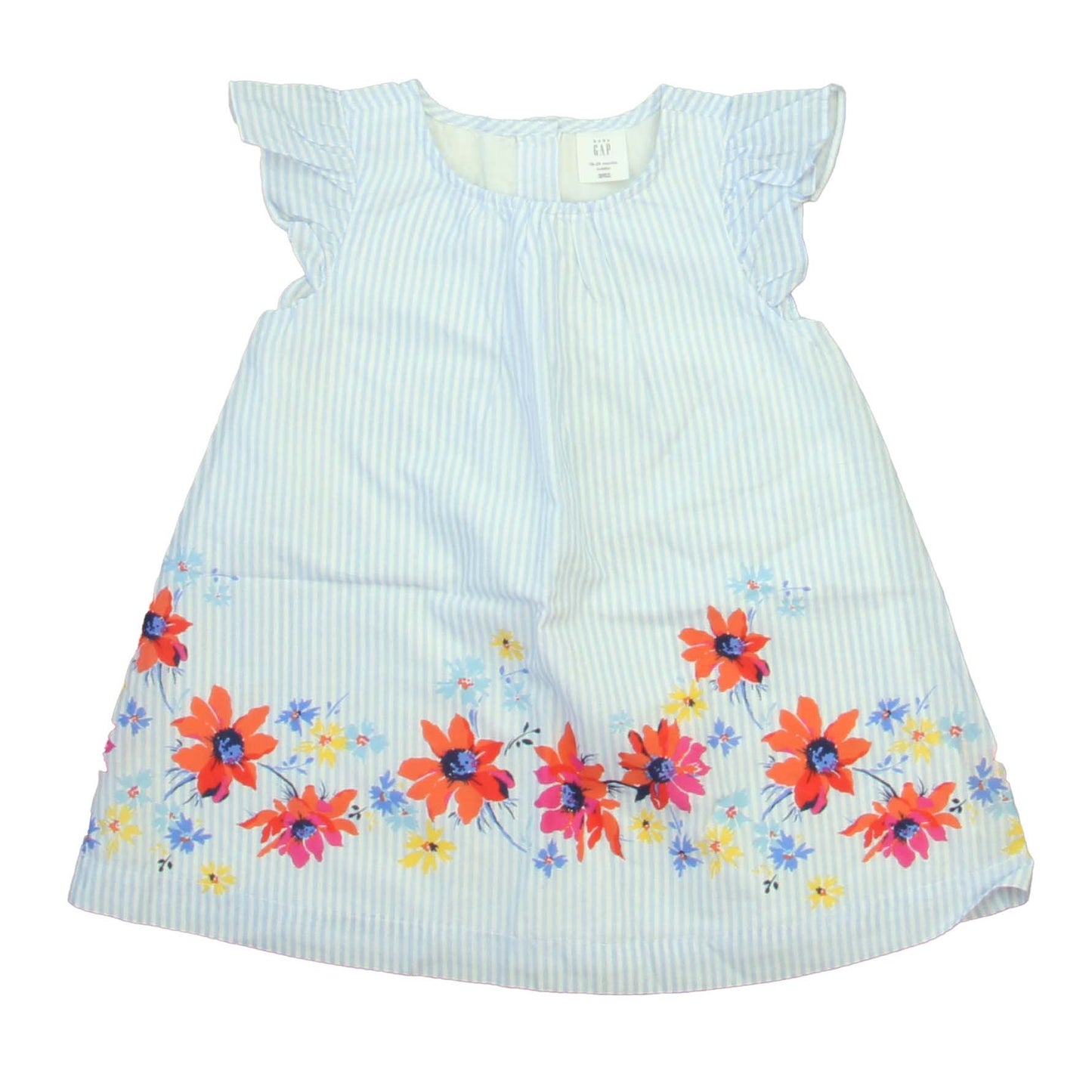 Gap Girls Blue | White Floral Dress Size: 12-18 Months Blue | White Floral