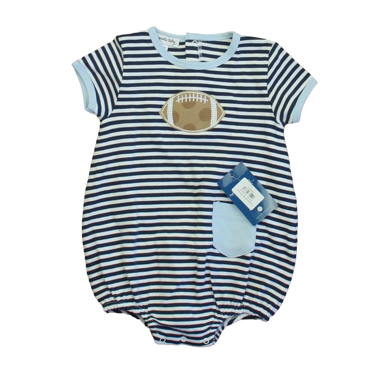 Magnolia Baby Boys Blue | White Football Romper Size: 18 Months Blue | White Football