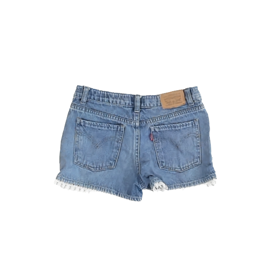Levi's Girls Blue | White Lace Jean Shorts Size: 12 Regular Blue | White Lace