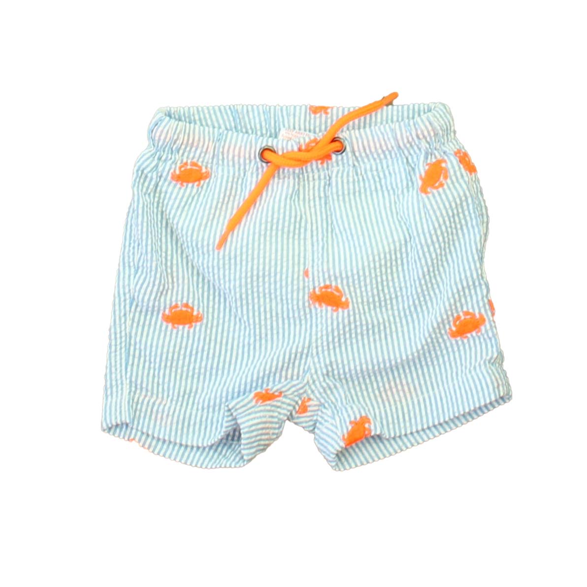Boden Boys Blue | White | Orange Crabs Trunks Size: 3-6 Months Blue | White | Orange Crabs
