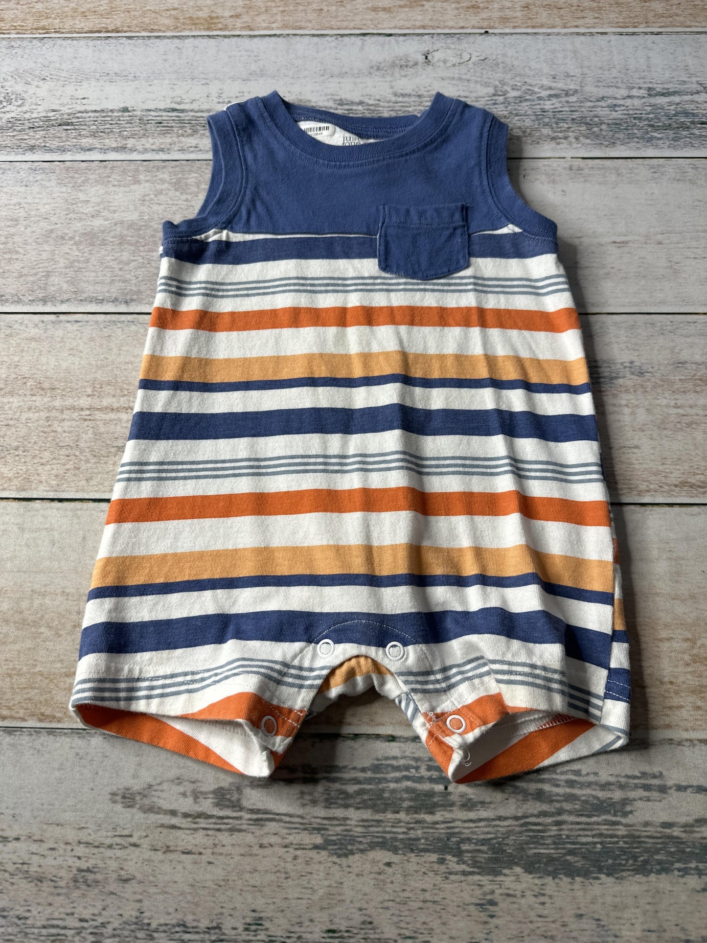 Carters Boys Blue | White | orange | Stripe Romper Size: 12 months Blue | White | orange | Stripe