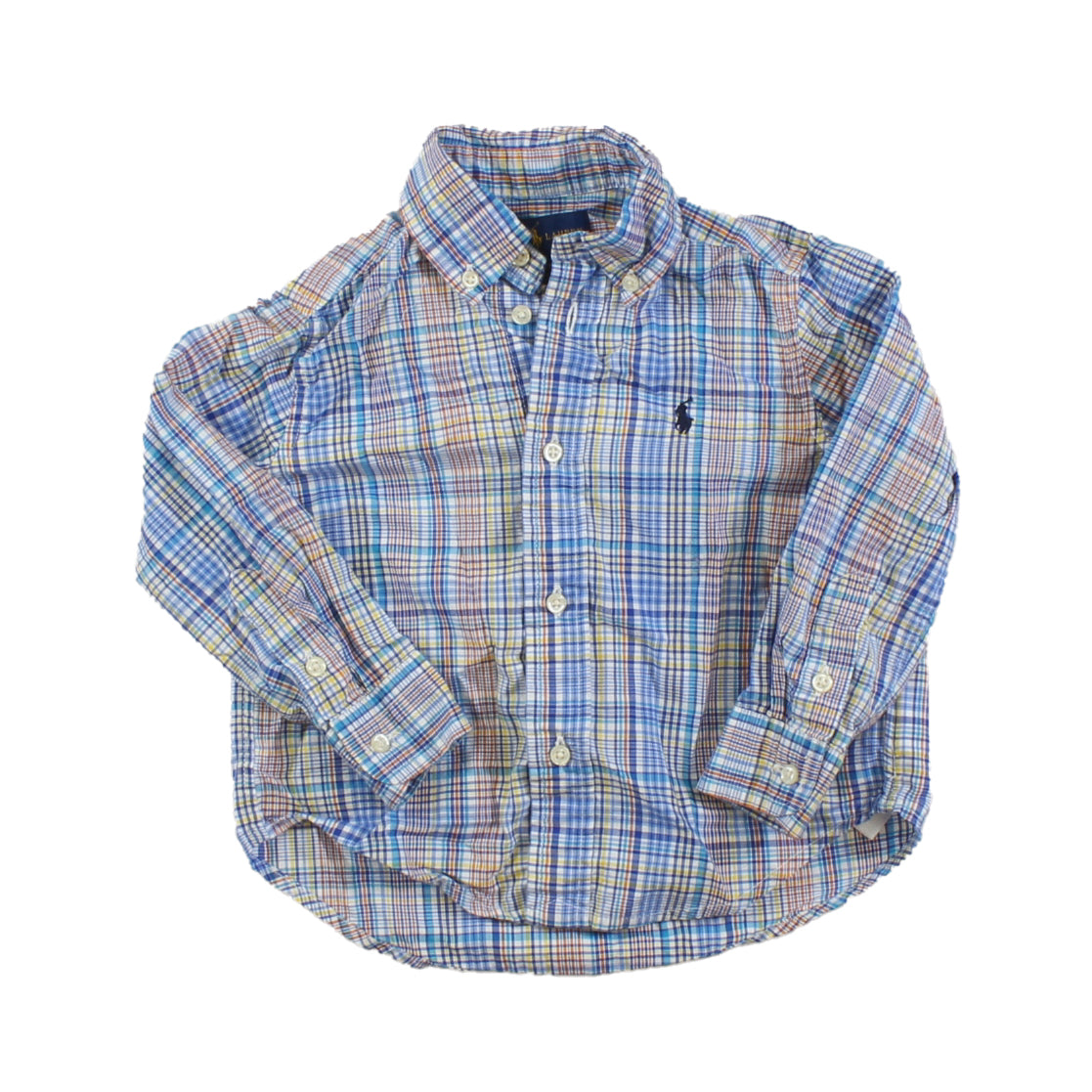 Ralph Lauren Boys Blue | White | Orange | Yellow Button Down Long Sleeve Size: 2T Blue | White | Orange | Yellow