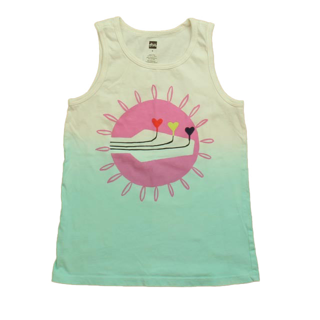 Tea Girls Blue | White | Pink Tank Top Size: 6 Years Blue | White | Pink