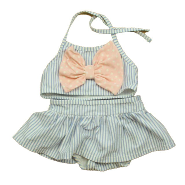 Ruffle Butts Girls Blue | White | Pink 2-piece Swimsuit Size: 3T Blue | White | Pink