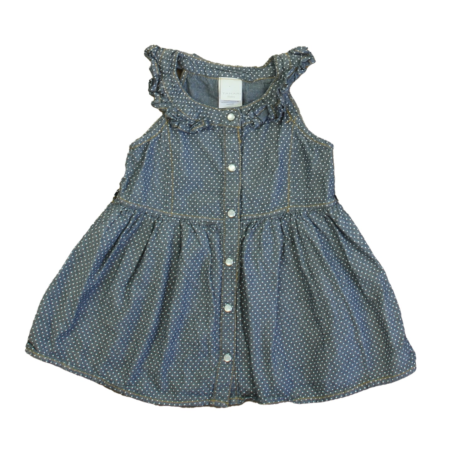 Tahari Girls Blue | White Polka Dots Dress Size: 24 Months