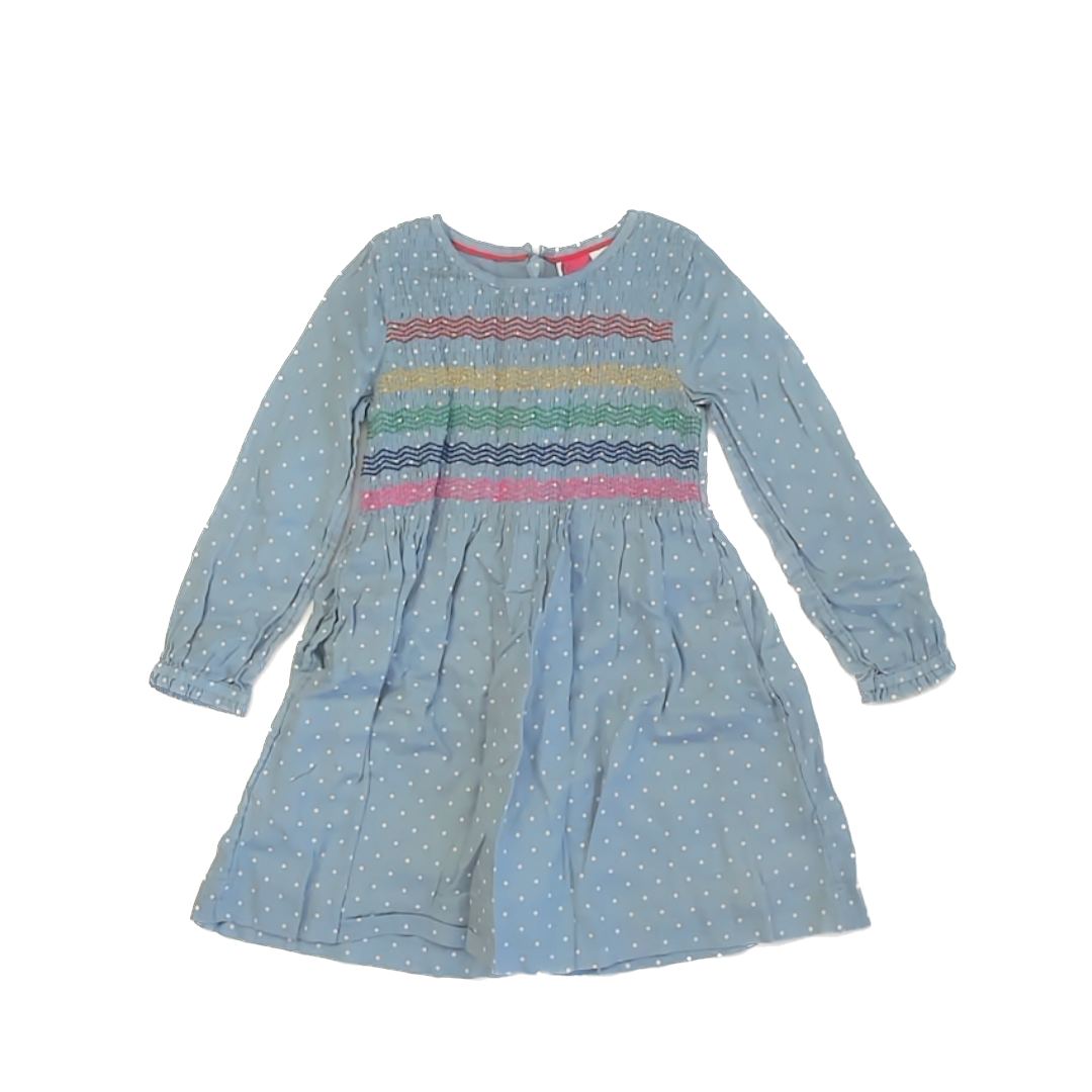 Mini Boden Girls Blue | White Polka Dots Dress Size: 4-5T Blue | White Polka Dots