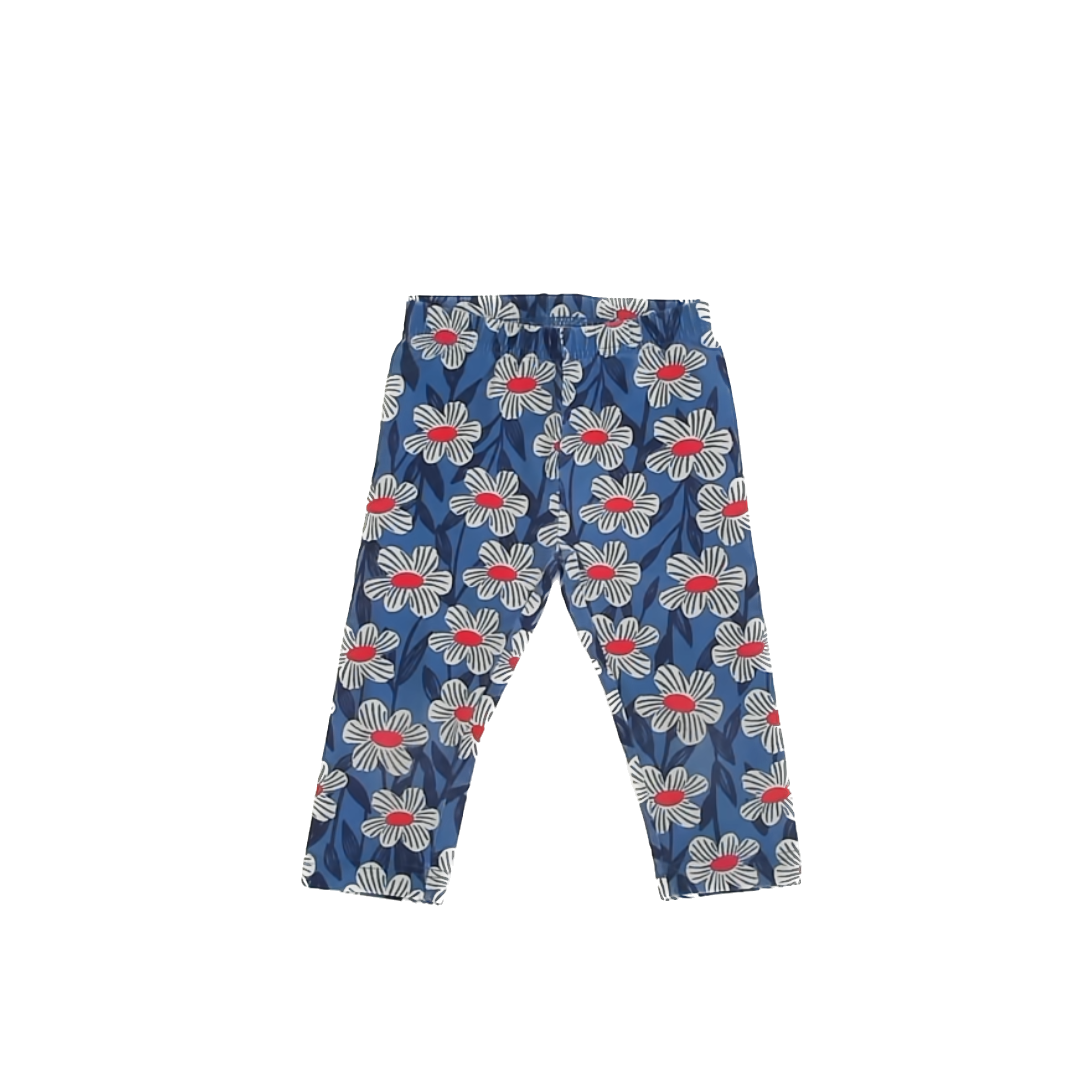 Hanna Andersson Girls Blue | White & Red Floral Leggings Size: 5T Blue | White & Red Floral