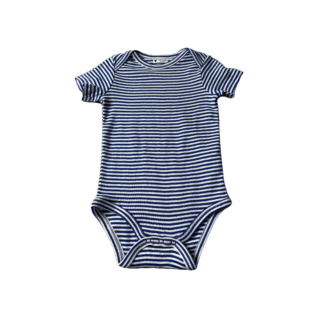 Primary Boys Blue | White | Stripe Onesie Size: 9-12 Months Blue | White | Stripe