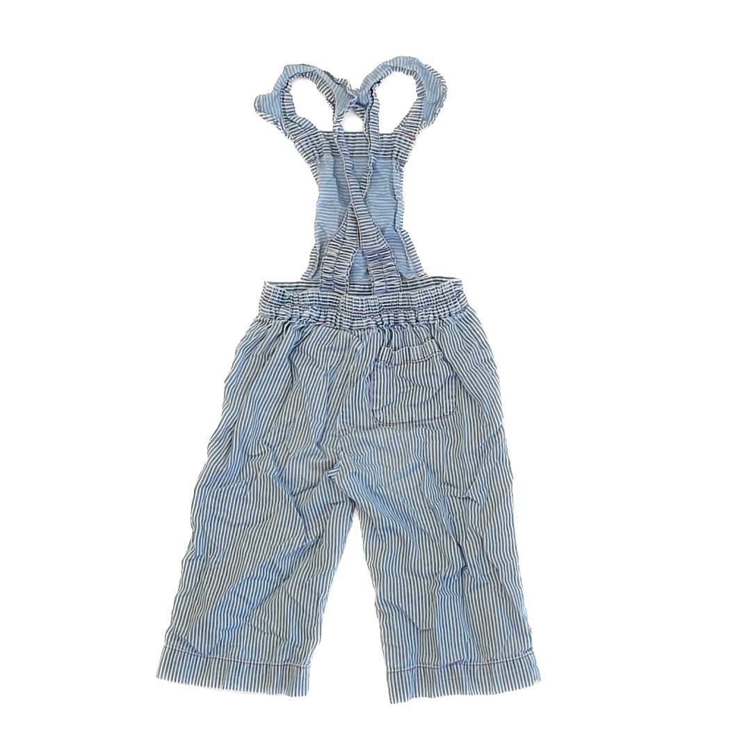 Rockets Of Awesome Girls Blue | White Striped Overalls Size: 6 Years Blue | White Striped