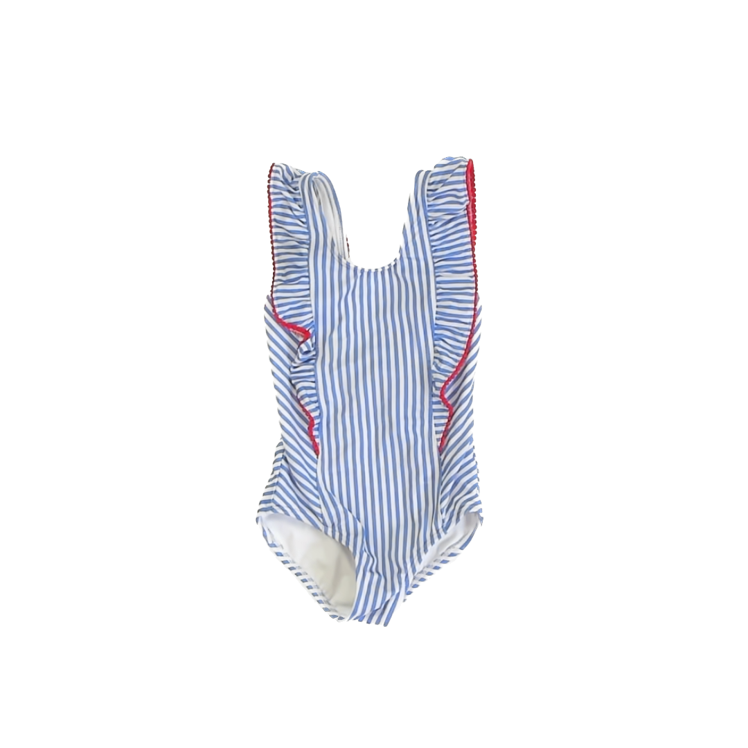 Cat & Jack Girls Blue | White Striped 1-piece Swimsuit Size: 4-5T Blue | White Striped
