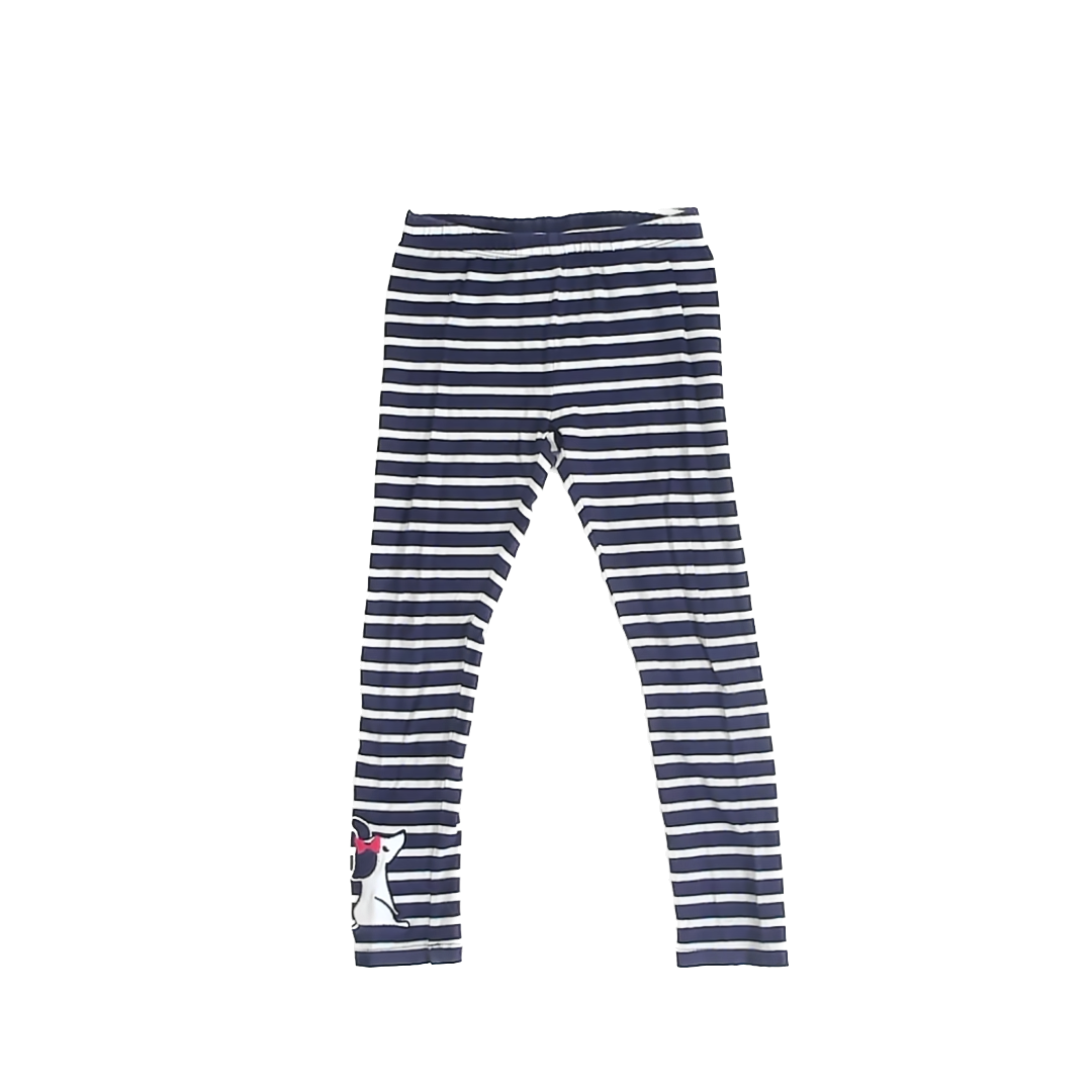 Gymboree Girls Blue | White Striped Leggings Size: 5T Blue | White Striped