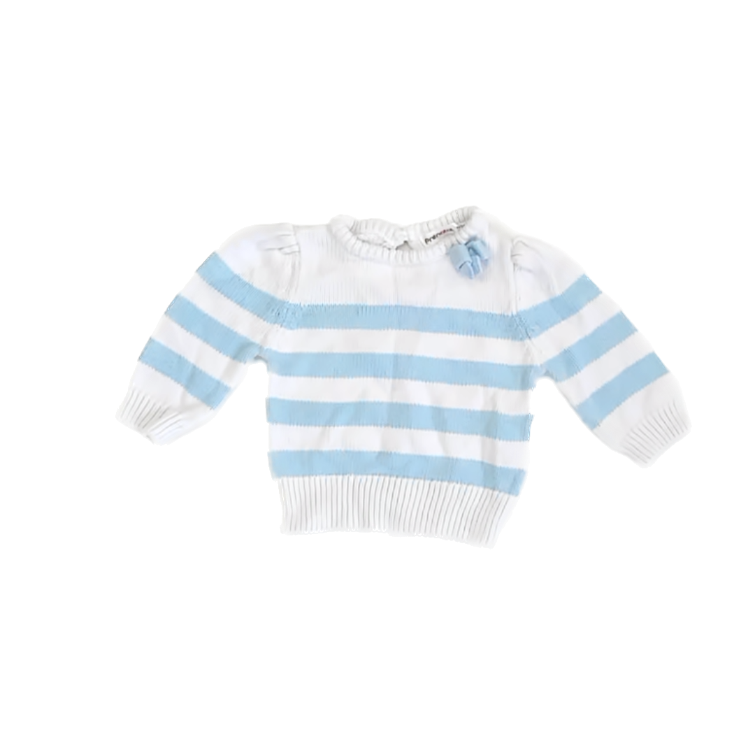 Prenatal Girls Blue | White Striped Sweater Size: 3-6 Months Blue | White Striped