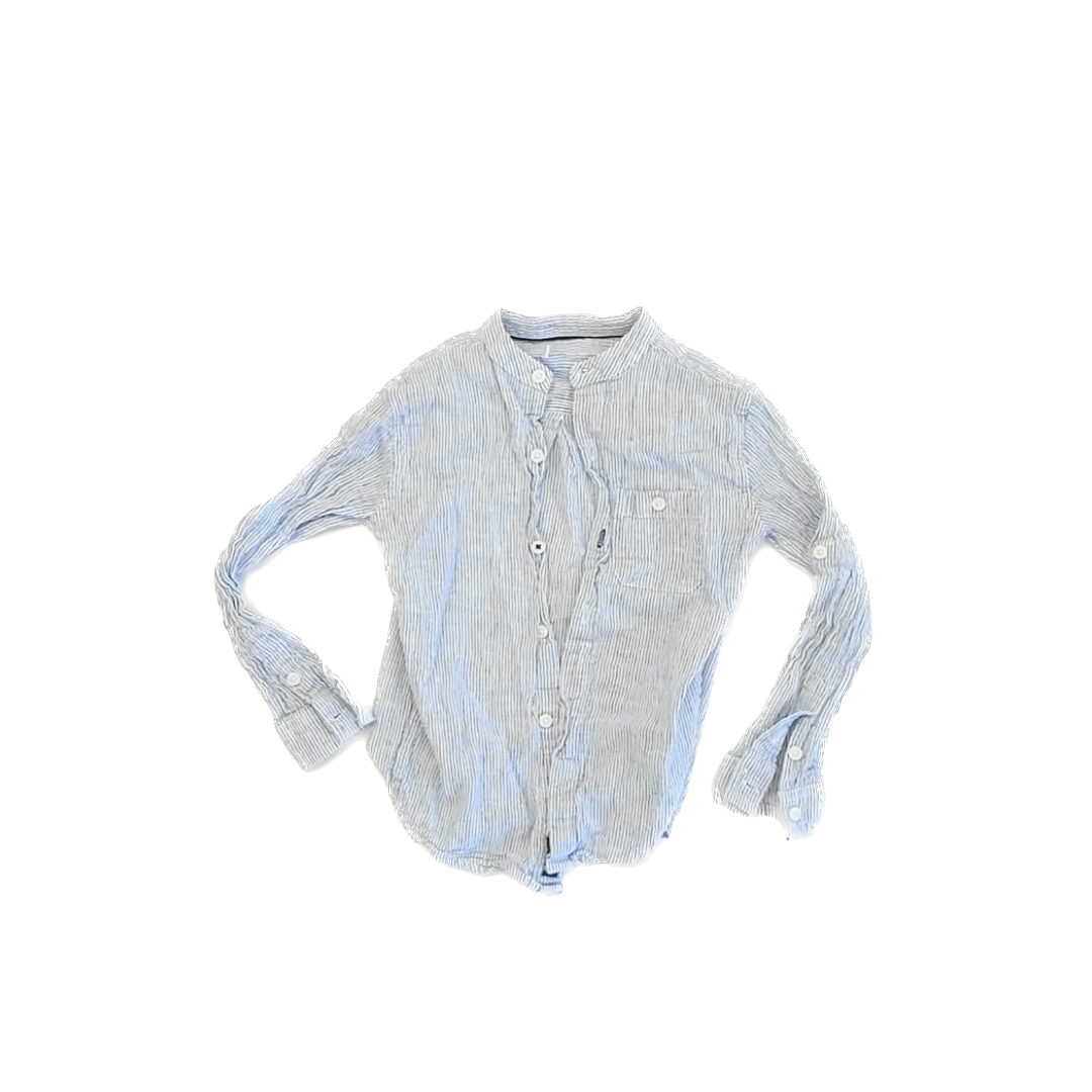 ZY Boys Blue | White Striped Button Down Long Sleeve Size: 6 Years * Blue | White Striped