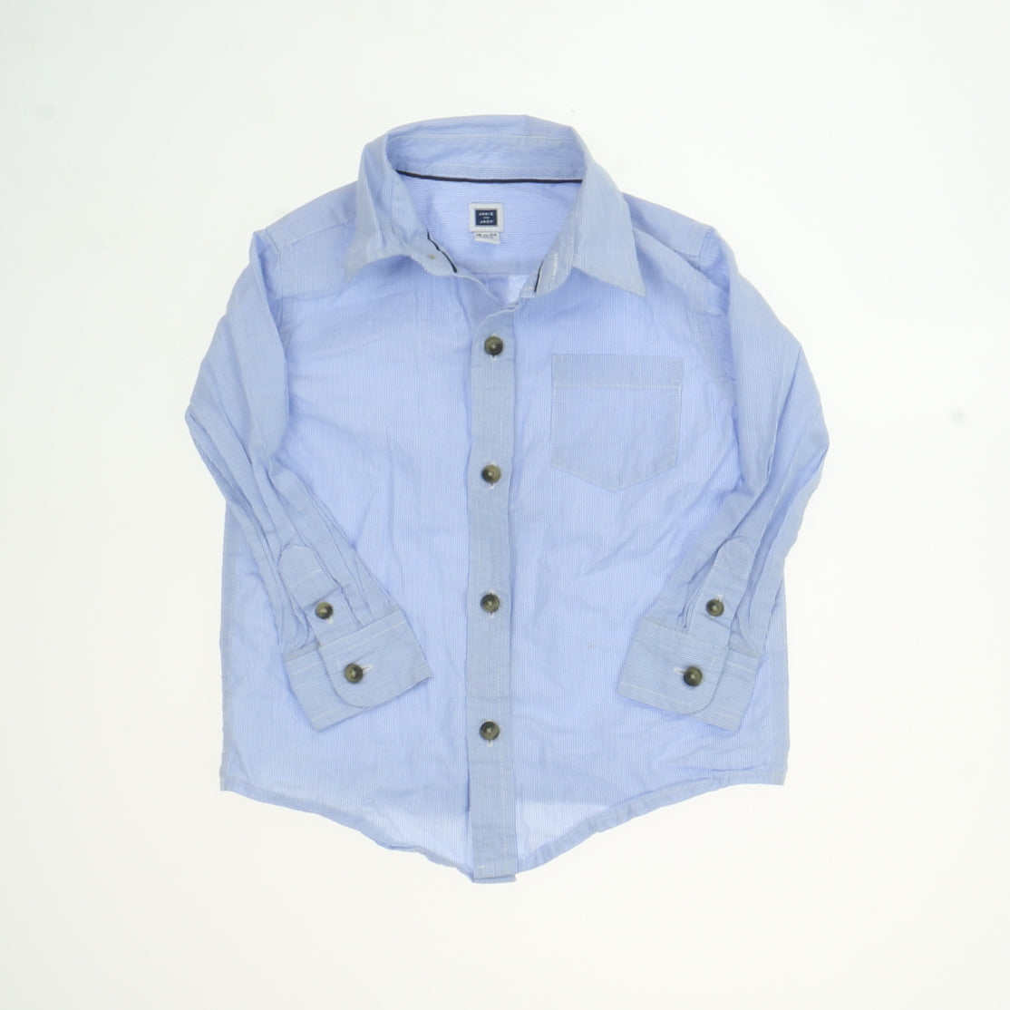 Janie and Jack Boys Blue | White Striped Button Down Long Sleeve Size: 18-24 Months Blue | White Striped