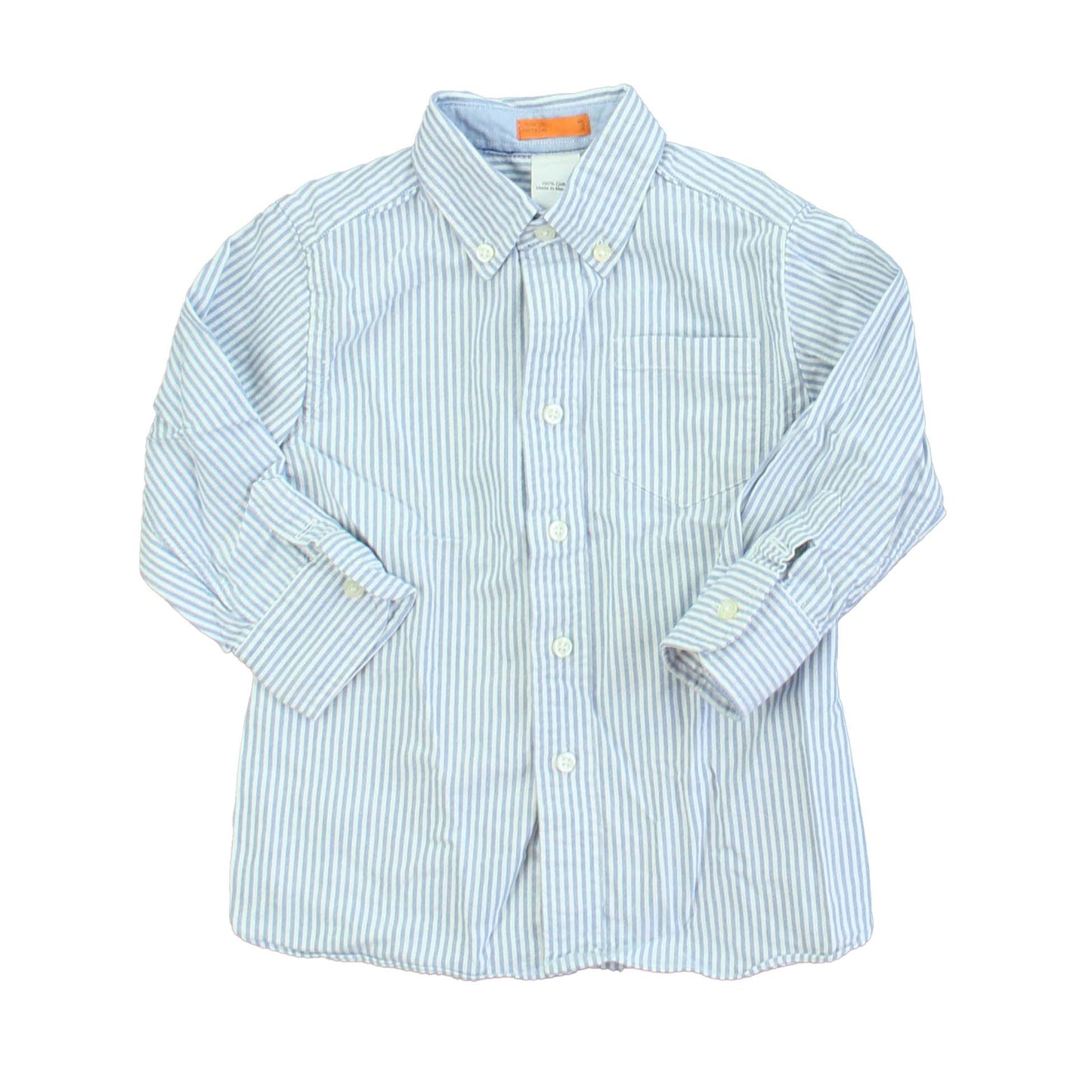 Crewcuts Boys Blue | White Stripes Button Down Long Sleeve Size: 2T Blue | White Stripes