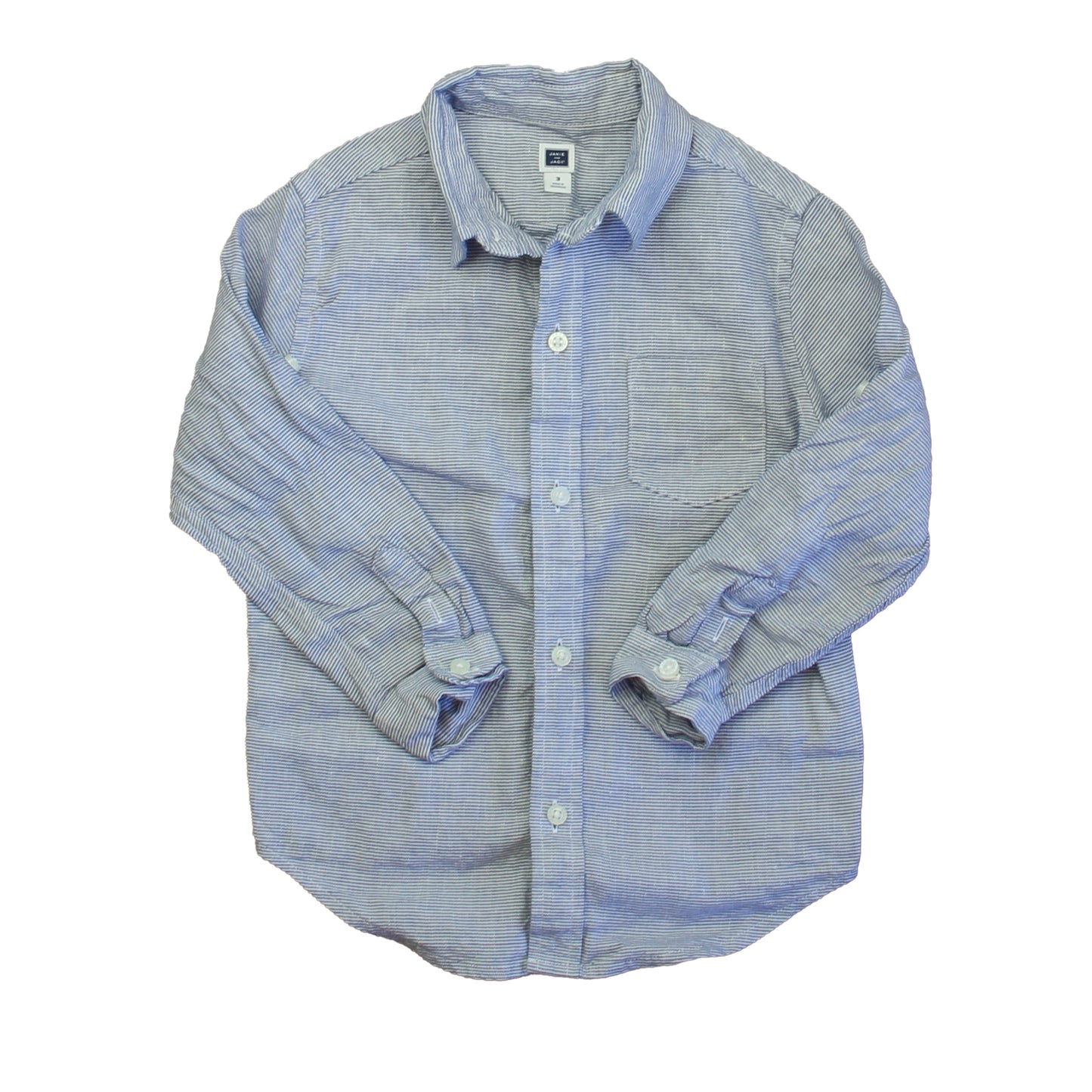 Janie and Jack Boys Blue | White Button Down Long Sleeve Size: 3T Blue | White