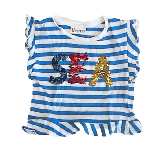 Brums Girls Blue | White T-Shirt Size: 4-5T Blue | White