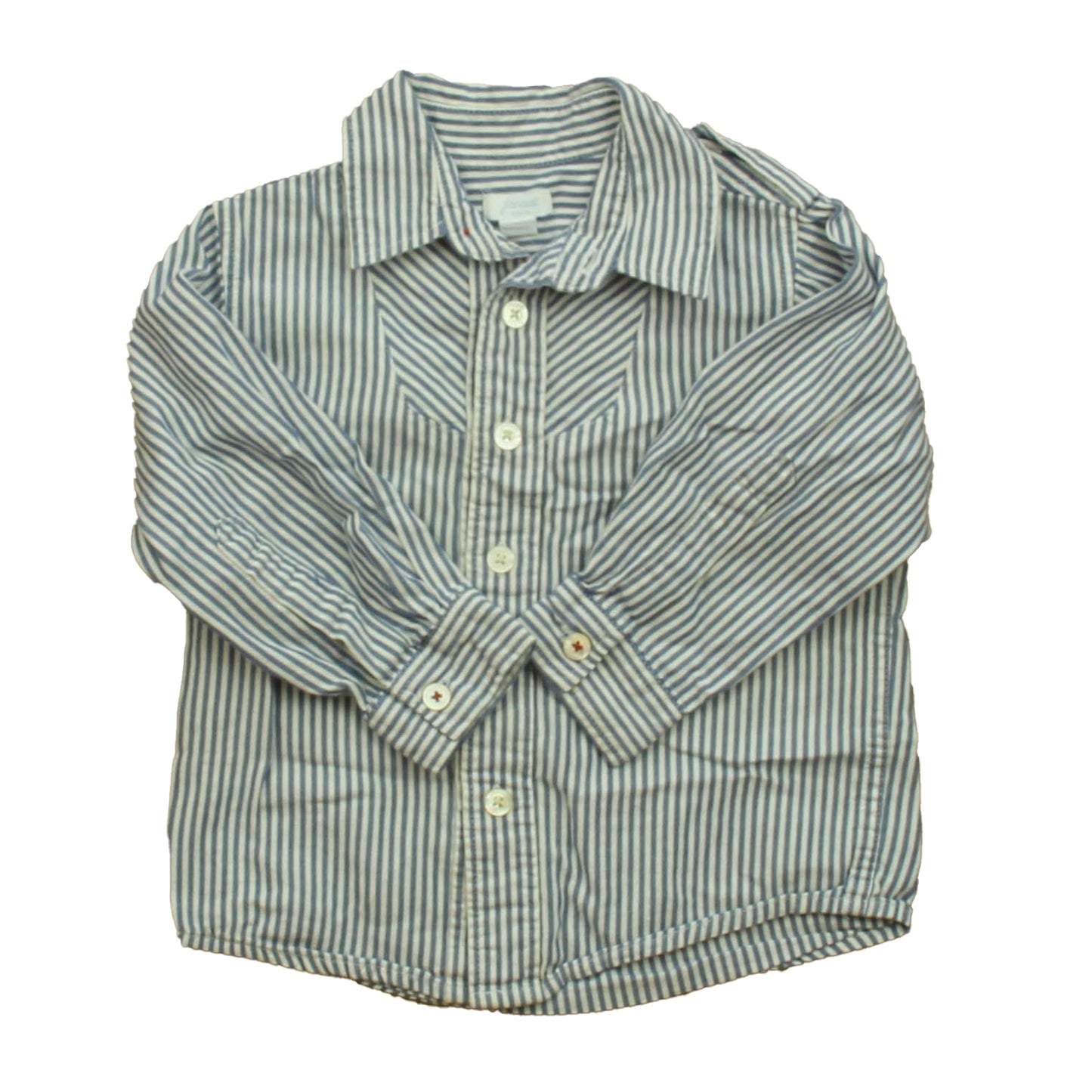 Jacadi Boys Blue | White Button Down Long Sleeve Size: 2T Blue | White