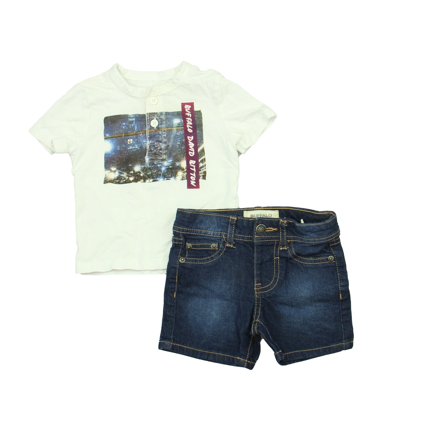 Buffalo David Bitton Boys Blue | White Apparel Sets Size: 12 Months Blue | White