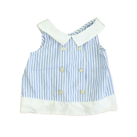 Janie and Jack Girls Blue | White Blouse Size: 18-24 Months