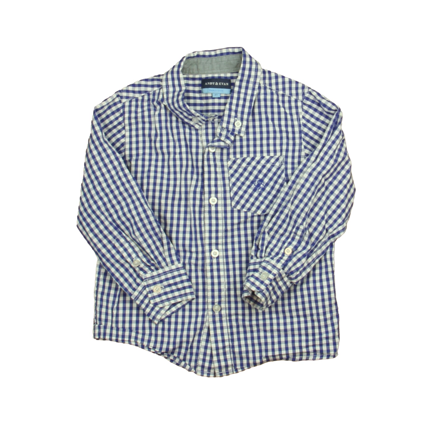 Andy & Evan Boys Blue | White Button Down Long Sleeve Size: 4T Blue | White