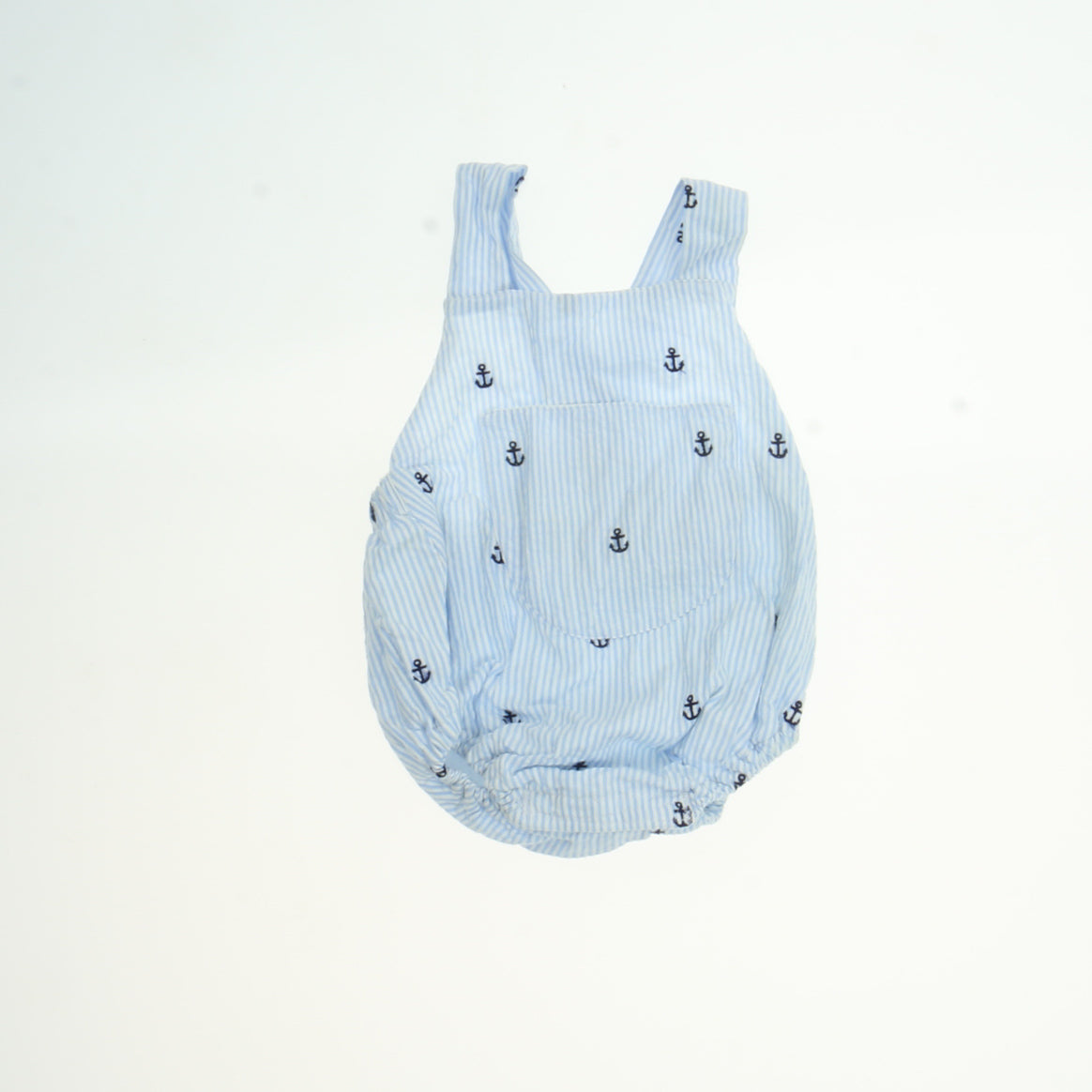 Bailey's Blossoms Boys Blue | White Romper Size: *3 Months Blue | White