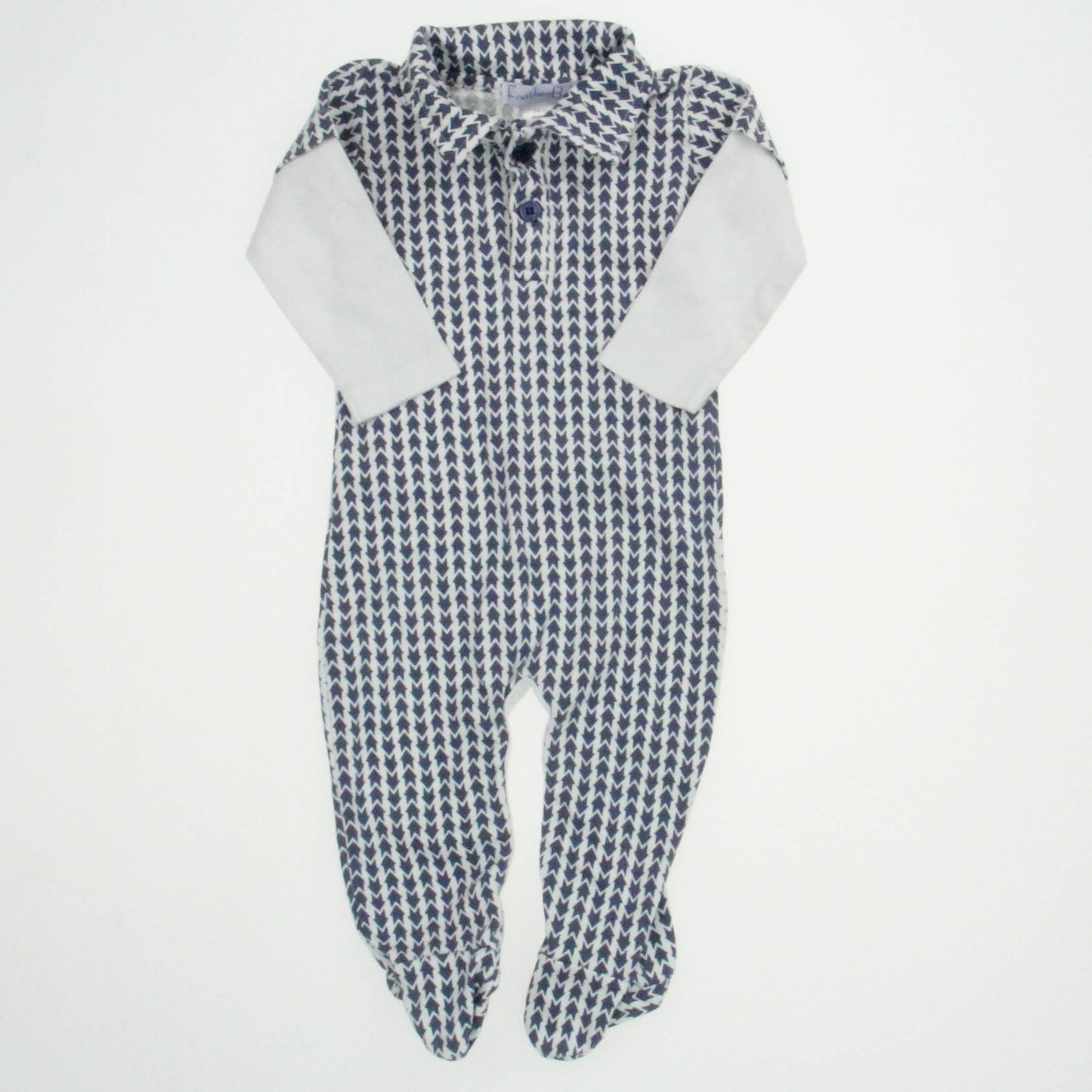 Feather Baby Boys Blue | White Long Sleeve Outfit Size: 3-6 Months Blue | White