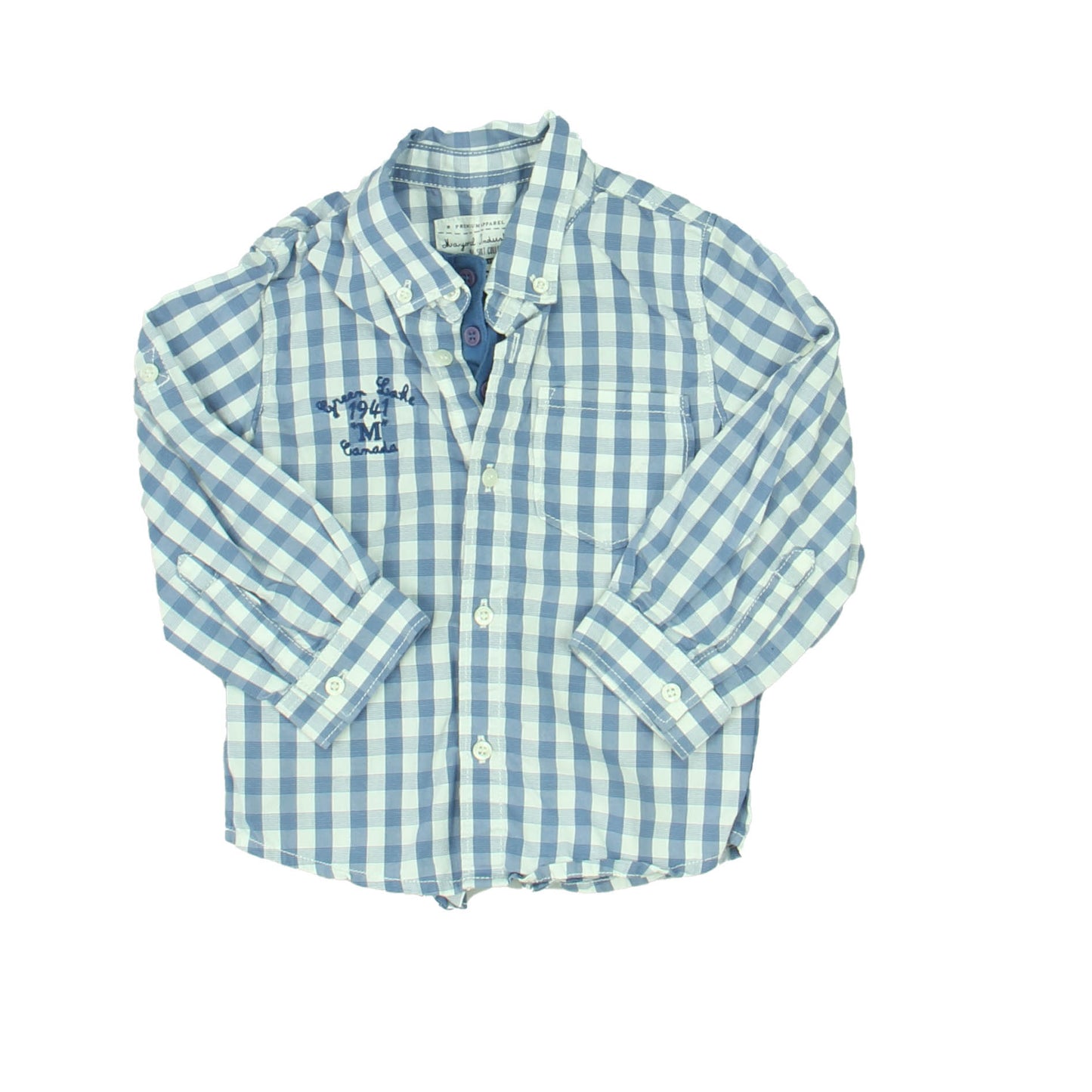 Mayoral Boys Blue | White Button Down Long Sleeve Size: 12 Months Blue | White