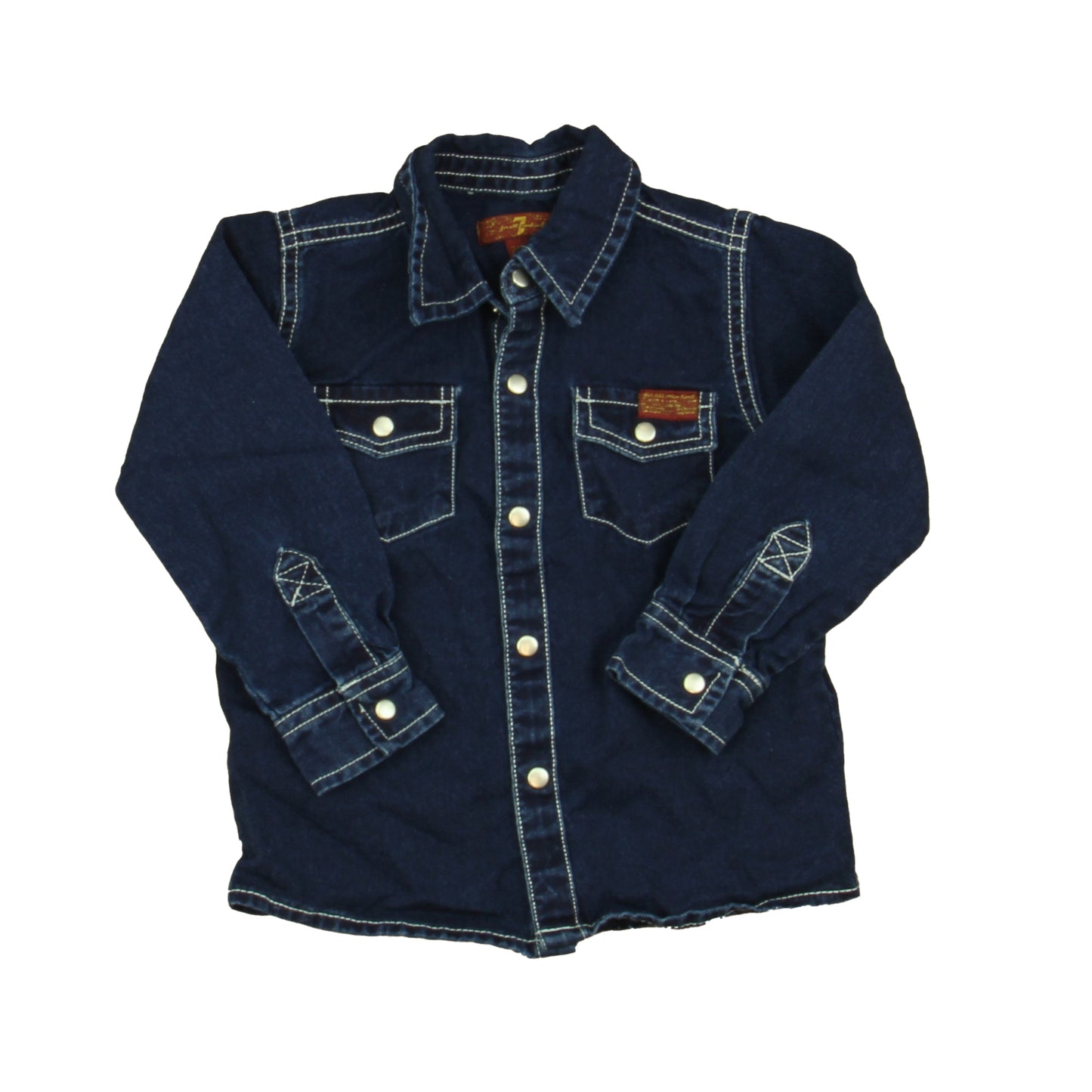 7 for all Mankind Boys Blue Button Down Long Sleeve Size: 24 Months Blue